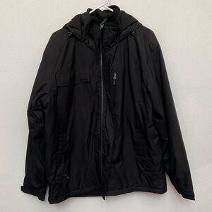 Swiss Tech Black Multi Pocket Hooded Full Zip Winter Jacket Size Medium Men's